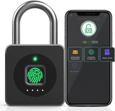 Candado de huella digital aplicación móvil con biometría sin llave Negro US NEW