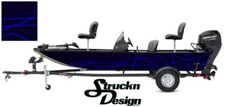 Dark Blue Lines Grunge Modern Pontoon Fishing Graphic Boat Vinyl Wrap Decal Bass
