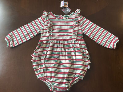 Baby Girls Rufflebutts Red White Green Bubble Romper 18-24