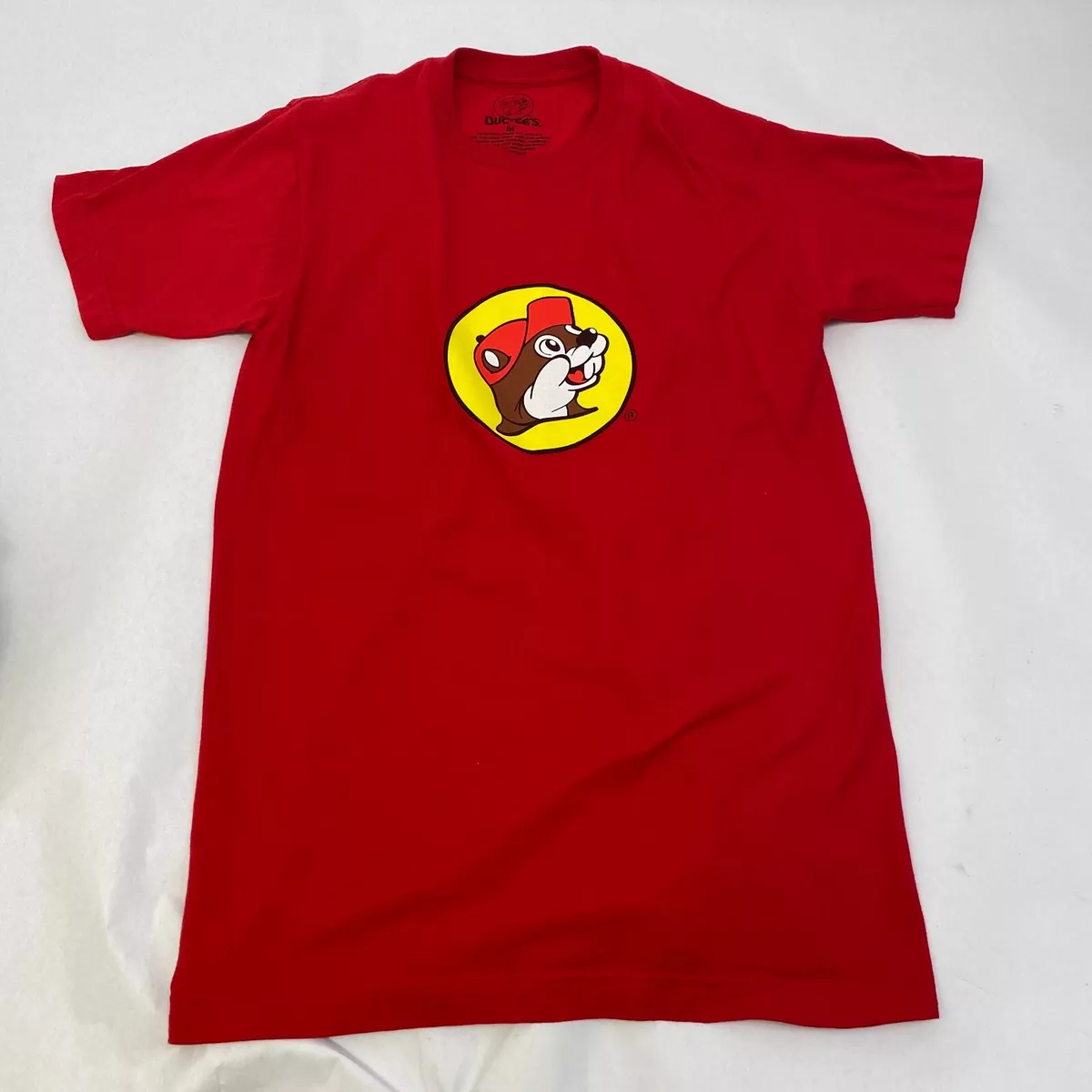 BUC EE S Legendary Truck Stop Beaver Unisex Logo Red T Shirt Size M Good Cond