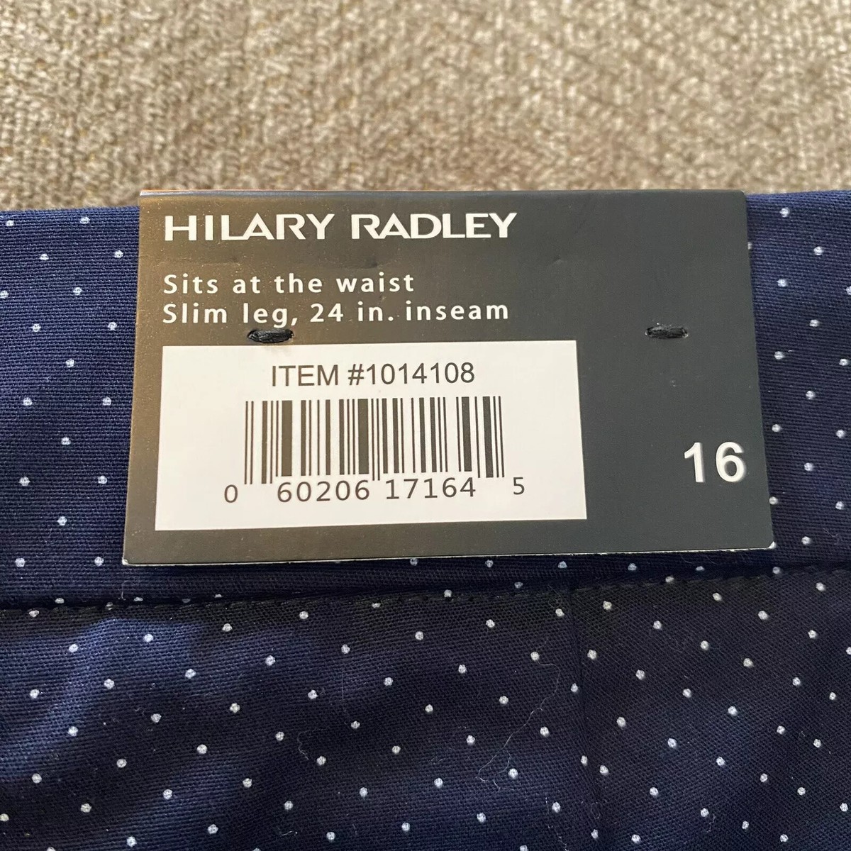 New Hilary Radley Navy with White Polka Dot Crop Pant size 16