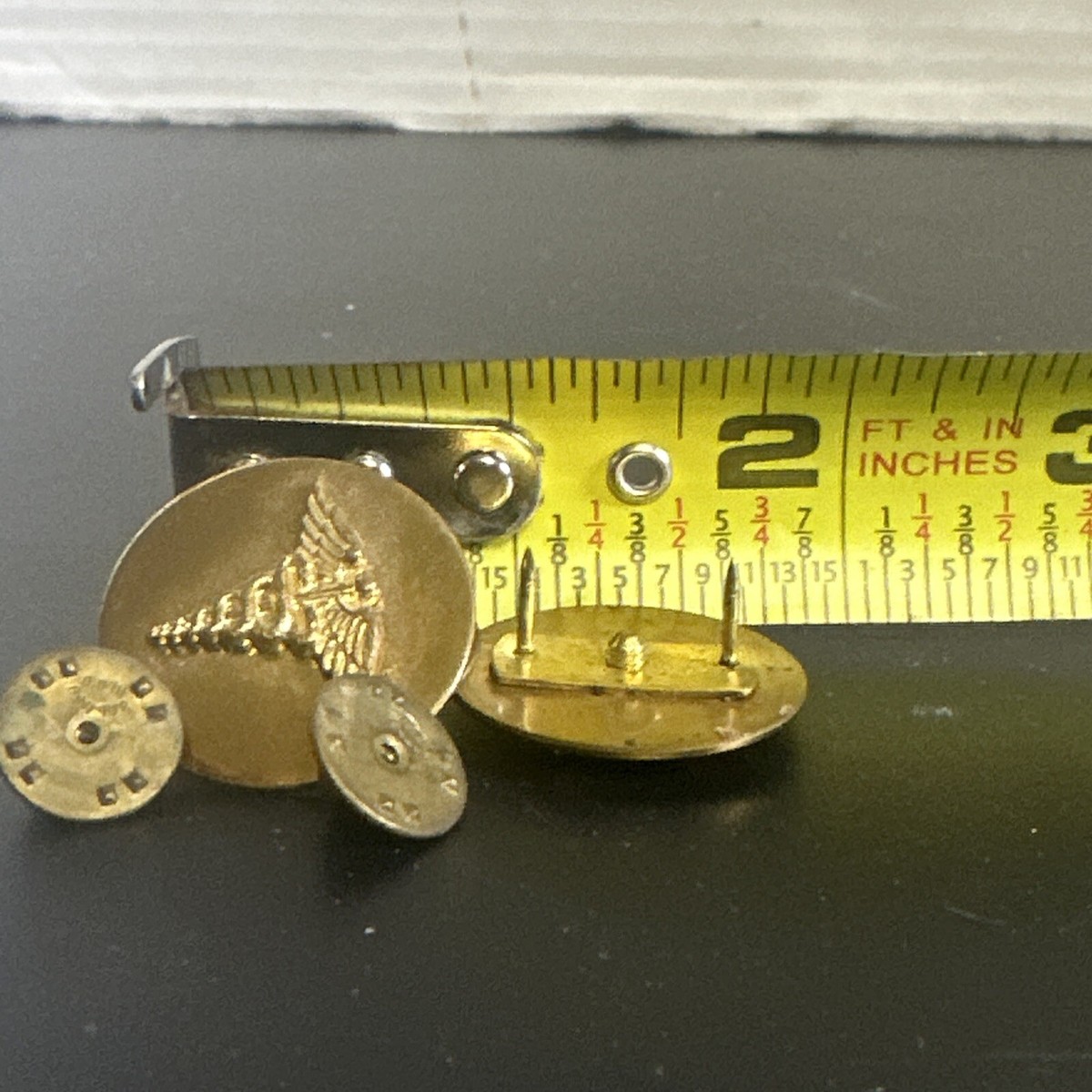 Vintage Brass Caduceus Medical Military Pin Lot Of 2 Pins  display picture 2