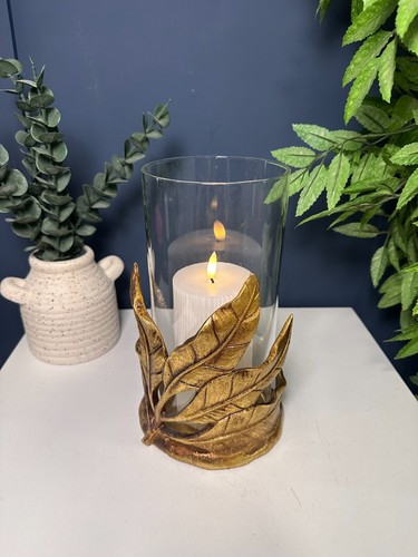 Vintage Style Gold Leaf Glass Candle Holder | Floor Table Lantern - Picture 3 of 7