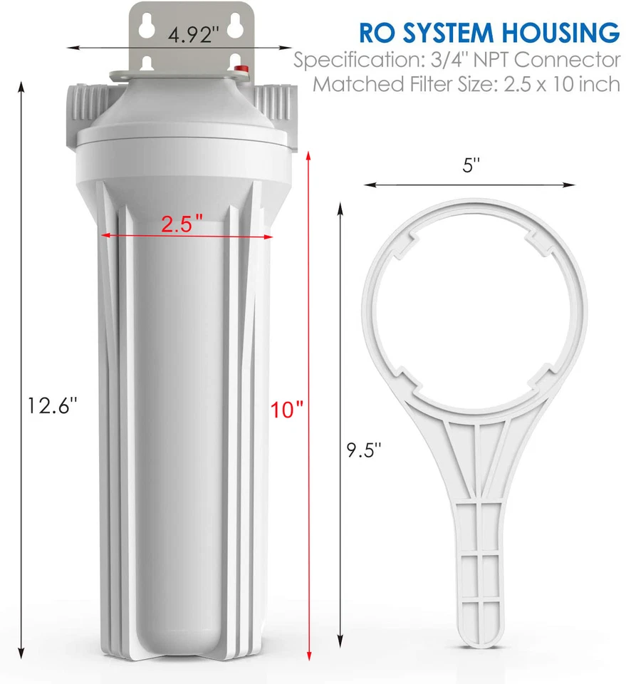 SimPure 10" x 2.5" Whole House Water Filter Housing Filtration System 2 Pack - Image 2 of 4