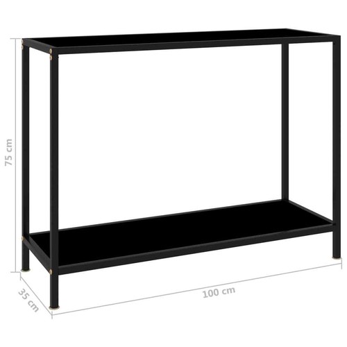 Console Table Black 100x35x75 cm Tempered Glass vidaXL - Picture 6 of 7