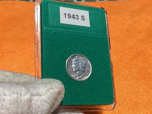 1943 S MERCURY DIME AU IN BCW SLAB FREE SHIPPING