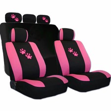 Cute Pink Paw Print Embroidered Seat Covers 11pc Non-slip For Bmw Cute Pink Paw Print Embroidered Seat Covers 11pc Non-slip For Bmw
