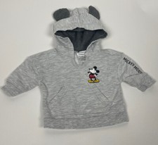Disney Baby Mickey Mouse Ears Gray Hooded Sweater Classic 0-3 Months Hoodie Boy