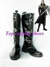 NEW Anime Final Fantasy VII Cosplay Sephiroth Black Buckle Boots Shoes