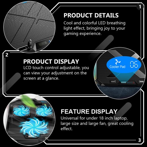 LED Cooling Pad Laptop Stand Mit Lüfter Laptop Cooling Stand Laptop Cooling Pad - Bild 8 von 12