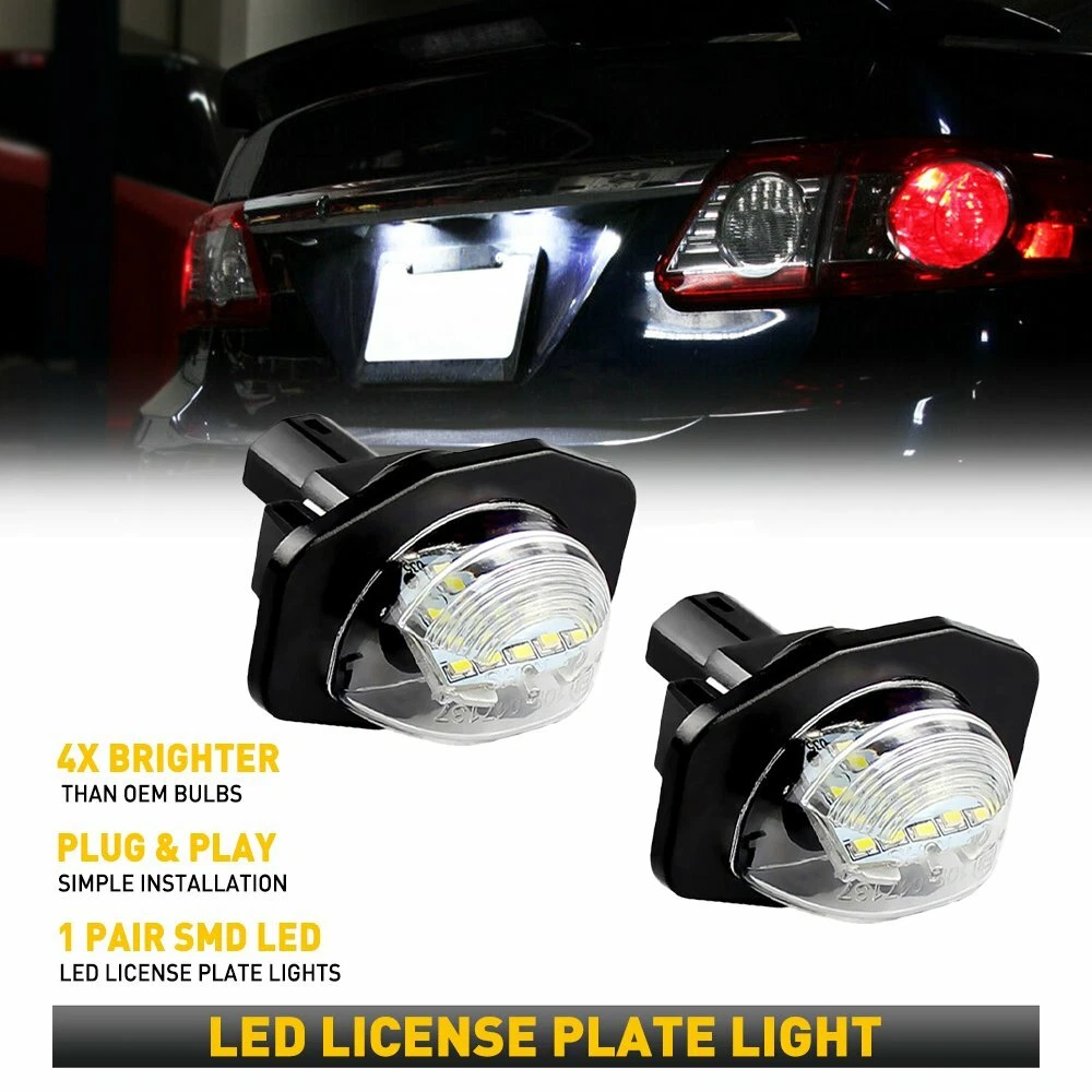 2pcs Led License Number Plate Lights Lamp 12v White Smd Car