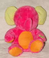 Carters Plush Hot Pink Orange Elephant Sings Twinkle Little Star Crinkle Ears