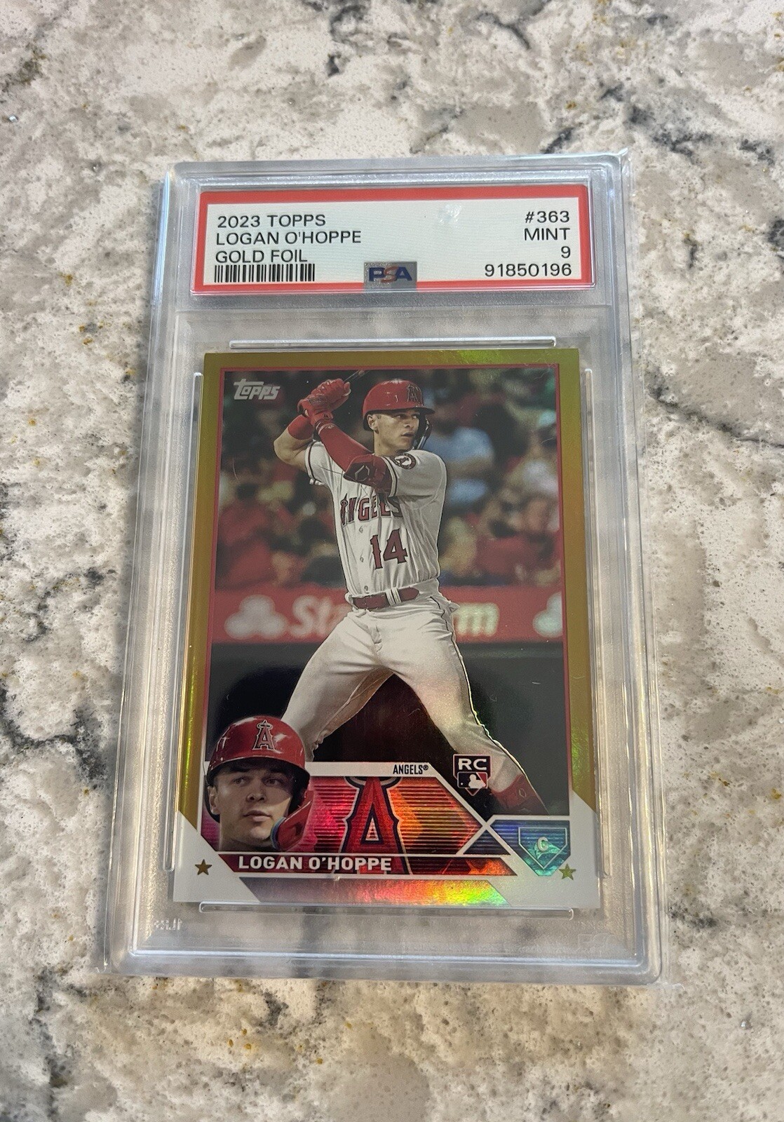 2023 Topps 363 Logan O'Hoppe Gold Foil Rookie Card PSA 9 MINT