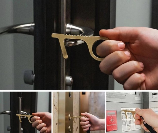 Portable door handless contact Contactless Brass Key Door Opener eBay