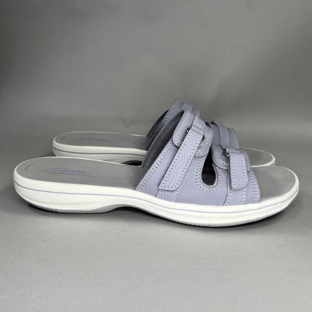 Sandali donna Clarks Cloudsteppers taglia 9 infradito regolabili lavanda