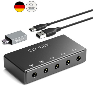 Cubilux CB5 USB Audio Interface mit 3,5 mm Mic In, Line In, Out