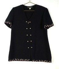 ST JOHN COLLECTION BY MARIE GRAY BLACK ZIPPER KNIT JACKET SZ 12
