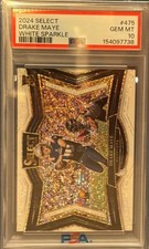 2024 Panini Select Field Level Drake Maye #475 White Sparkle Prizm (RC)