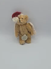 Boyds Comet Teddy Bear Fully Jointed Wearing Santa Hat Ornament Plush 6"