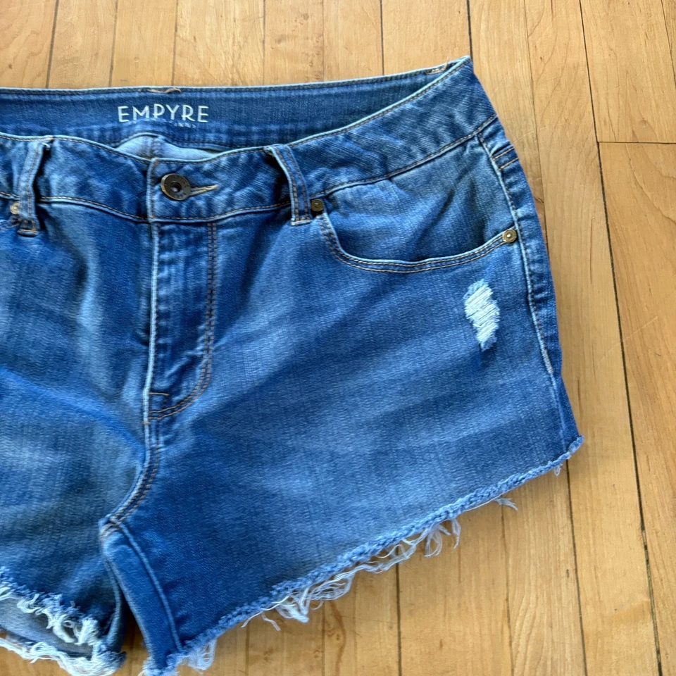 Pantalones Cortos Denim Jean Corte Talla 30 Azul Oscuro Empírico Desteñido Verano 3" Foto 3 de 4