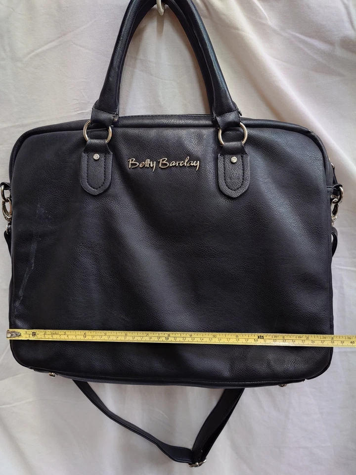 Betty Barclay Black Leather Laptop Bag Shoulder Strap - Image 2 of 4