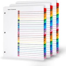 Alphabet Binder Dividers – 3 Sets of 26 A–Z Index Tabs for 3-Ring Binders, 8....