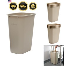 Waste Basket 10 Gallon Plastic Beige Kitchen Office Commercial Trash Can
