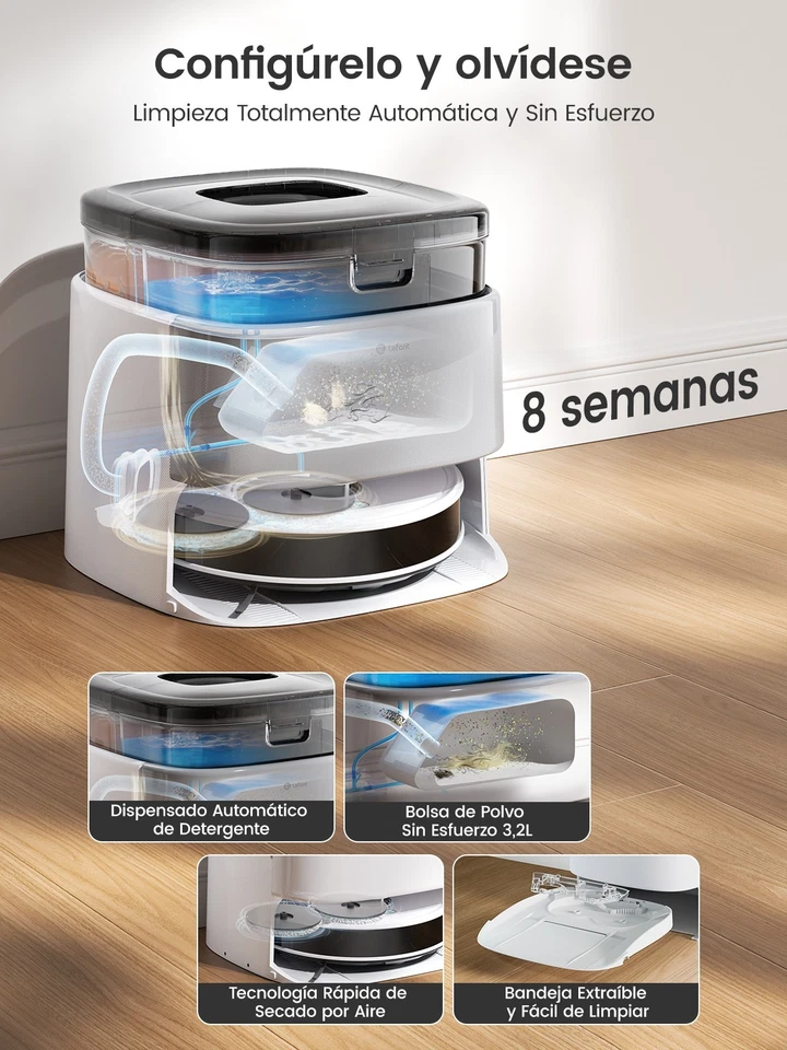 LEFANT M3L Robot Aspirador y Fregasuelos,220min,10 000Pa Suction,Navegación dToF - Imagen 4 de 4