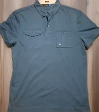  J Lindeberg Villy Regular Tech Mesh Jersey Golf Polo Shirt Mens Medium Blue