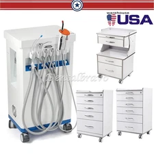 Dental Portable Mobile Delivery Unit System Air Compressor 4Hole/Storage Cabinet