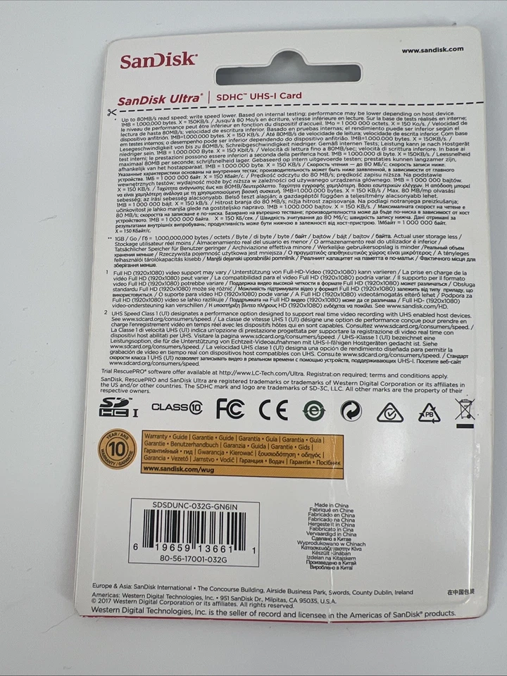 SanDisk 32GB Ultra Class 10 SDHC UHS-I Memory Card Up to 80MB, Grey/Black - Image 3 of 4