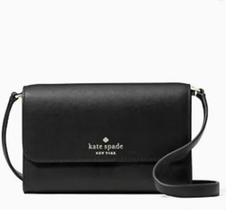 Tracolla Kate Spade Brynn piccola patta nera Saffiano K4804