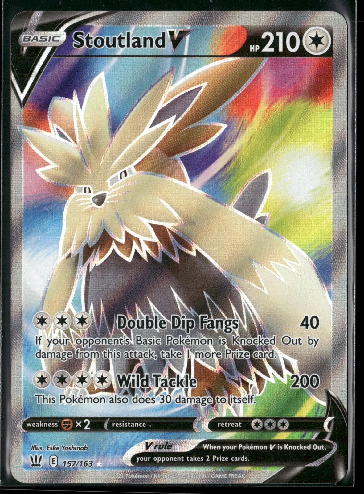 Stoutland V 157/163 Ultra Rare Battle Styles Pokemon Near Mint