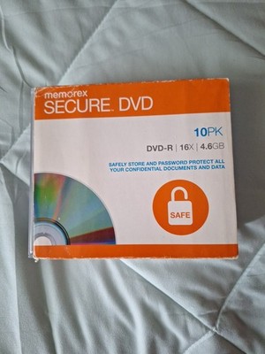 Memorex Secure DVD Recordable Media DVD-R 16x 4.60GB 10 Pack Slim Jewel Case