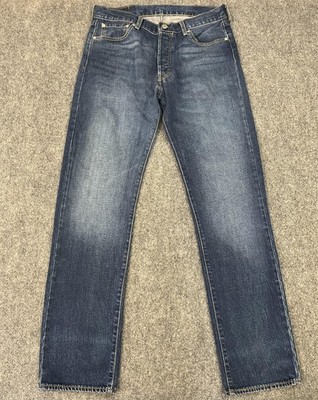 Levi's 501 Jeans Mens 34x34 (Fits 32x34) Blue Button Fly Straight Leg Original