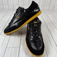 Fila Original Court Leather FW01753 Mens BLACK/GOLD Athletic Tennis Shoes 9