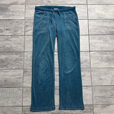 Juicy Couture Style Y2K Blue Velour Flare Sweatpants W/Butt Pockets Size Small