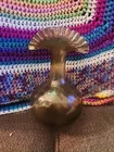 Fenton Glass 1950's Amber Yellow Optic 8 3/4" Fluted Top Fan Vase