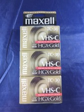Maxell Camcorder HGX-Gold Videocassette 3 Pack VHS-C Tapes TC-30 Sealed- NEW