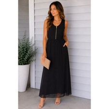 109°F Black Sleeveless Zip Front Maxi Dress Size Small