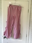 Wild Fable Women's Pants Pink White Striped Ruffle Elastic Waist Regular M EUC — photo 4