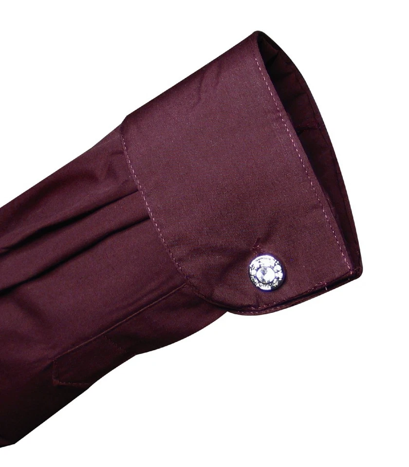 男式纯色勃艮第色正装衬衫,带可调式袖口,尺寸 16 1/2 32/33 — 第 2/4 张图片