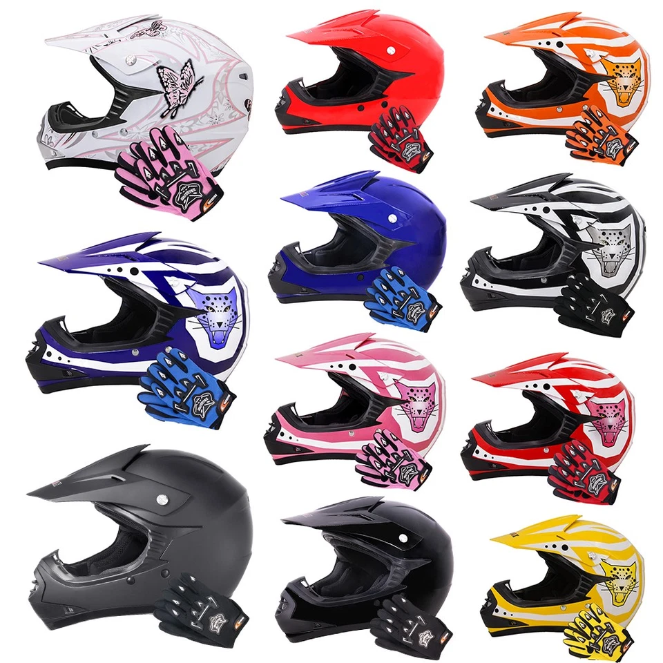 ZORAX Junior Kids MX Motocross Crash Helmets Children Pit Bike Gloves Off Road