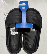 New Adidas Adilette 22 Slides Black Scarlet Slip On Sandals Mens Size 9 10