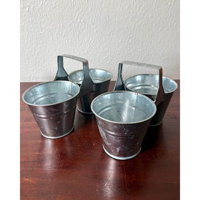 Galvanized Double Bucket Planter Pair Farmhouse Metal Planters
