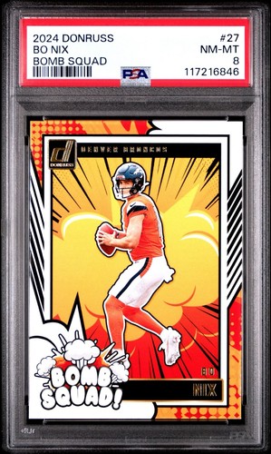 BO NIX RC PSA 8 ~ BOMB SQUAD ~ 2024 Panini Donruss #27 ~ Denver Broncos - Picture 2 of 4