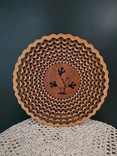 Artisan MADE Wood Bowl. Delicate Carved And Stacked Cutout with Flower Design.