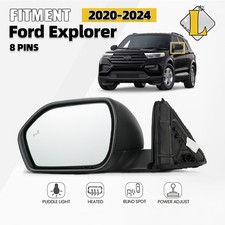 Side Mirror For 2020-2024 Ford Explorer Heated Wbsd Puddle Lamp 8 Pins Left Side Mirror For 2020-2024 Ford Explorer Heated Wbsd Puddle Lamp 8 Pins Left
