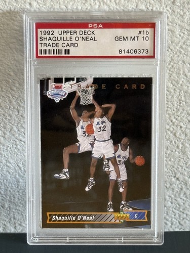 1992 Upper Deck Shaquille O'Neal #1b Trade Card Rookie RC PSA 10 GEM MINT Magic