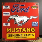 VINTAGE 1968 DATED FORD MUSTANG 12” PORCELAIN DEALER GAS OIL CAR SIGN